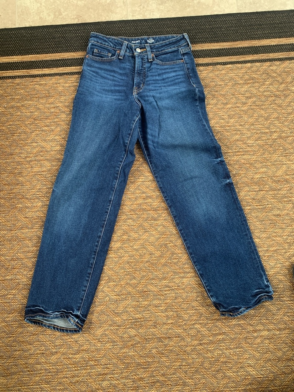 Old Navy Women's High Rise Straight Jeans - Dark Blue